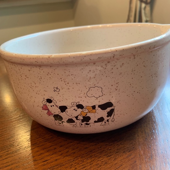 Vintage Grespots Digoin France Cow Print Large Fondue Pot - Picture 3 of 13